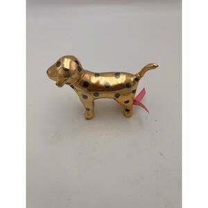 PINK Victoria's Secret Plush Stuffed Animal Polka Dot Dog Gold Black